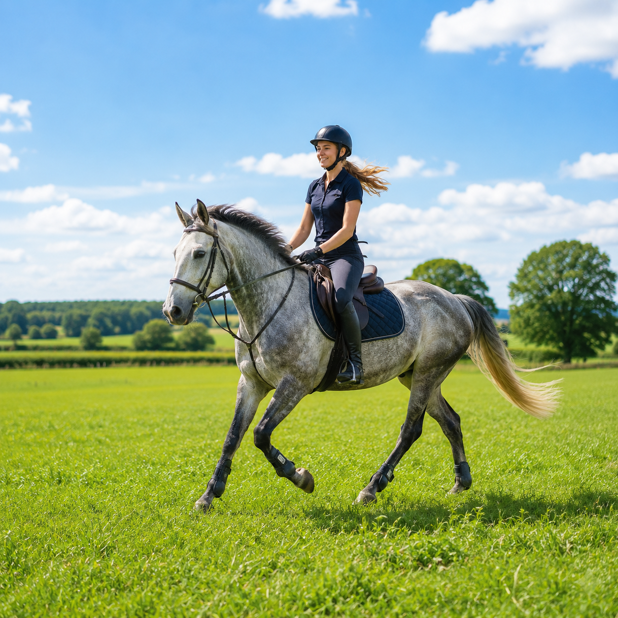 Trotting in a field